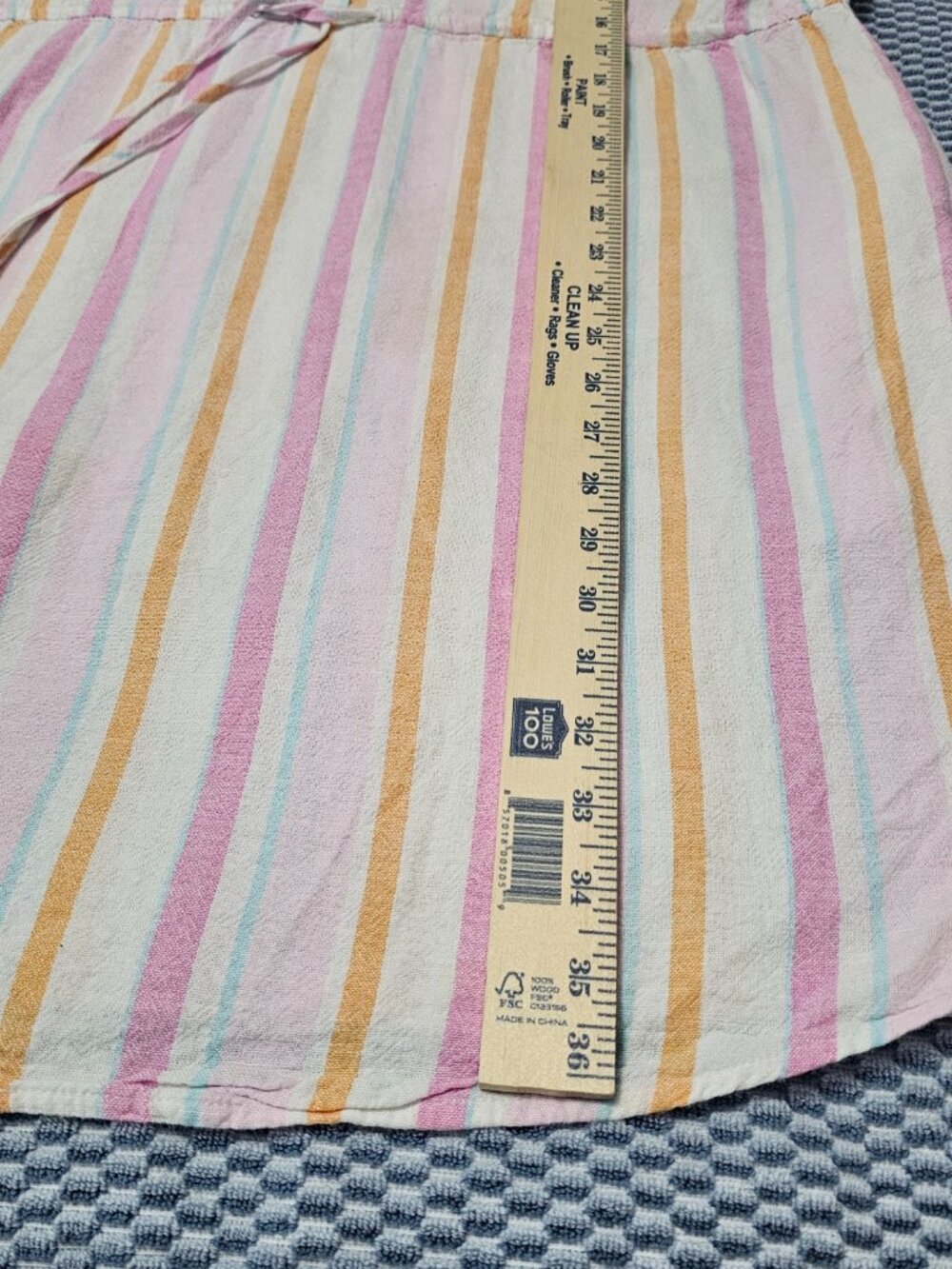 Time & Tru Pastel Stripe Tie Waist Linen Blend Vacation Travel Dress - Size XL - Picture 6 of 6